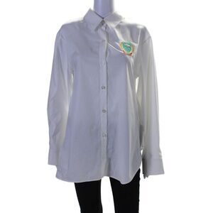 BESFXXK Women's Long Sleeves Double Breast Asymmetrical Shirt White Size XS
